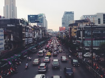 Free Photo of cars, scooters, bikes