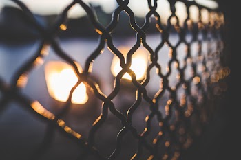 Free Photo of chainlink, fence, sunset