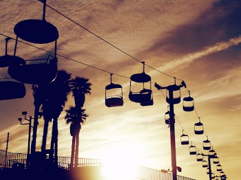 Free Photo of chair lift, cable, sunset
