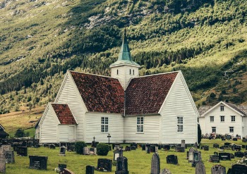 Free Photo of church, green, trees