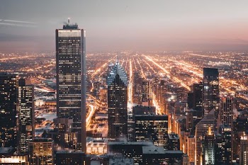 Free Photo of city lights, buildings, dawn city