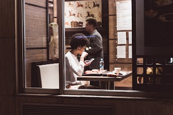 Free Photo of coffee, woman, smartphone