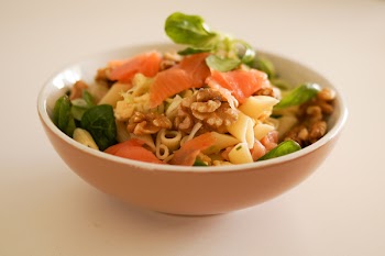 Free Photo of food, salmon, pasta