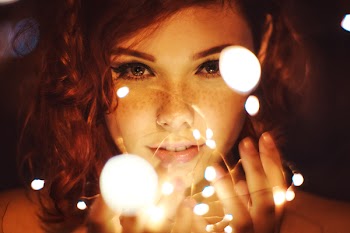 Free Photo of girl, lights, bokeh