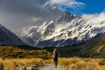 Free Photo of hiker, mountains, landscape
