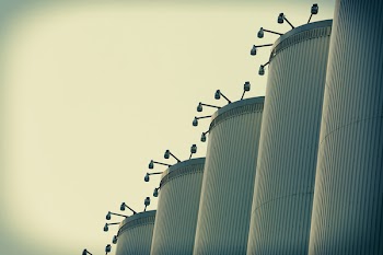 Free Photo of industrial, silos, lights