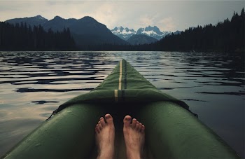 Free Photo of landscape, lake, canoe