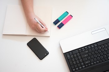 Free Photo of laptop, mobile, hand