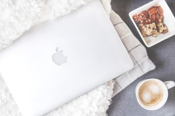 Free Photo of macbook, coffee, snacks