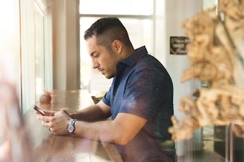 Free Photo of man, cafe, mobile phone