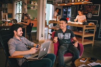 Free Photo of man, coffeeshop, laptop