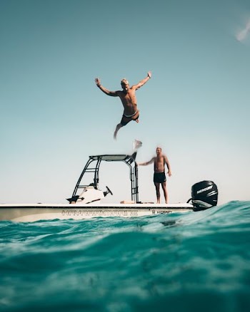 Free Photo of man, jumping, sea