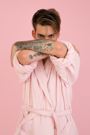 Free Photo of man, model, pink bathrobe
