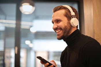 Free Photo of man, music, smile
