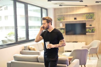 Free Photo of man, phone, drink