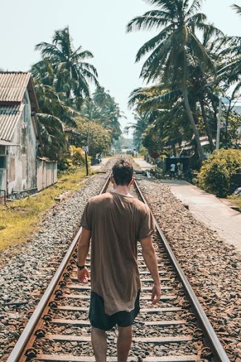 Free Photo of man, walking, tracks