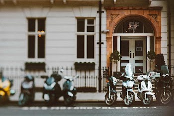 Free Photo of moped, motorbike, row