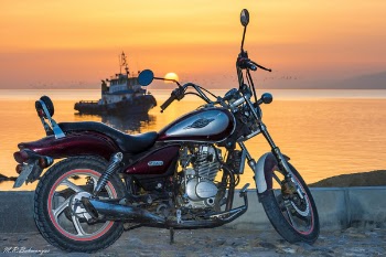 Free Photo of motorbike, sunset, view