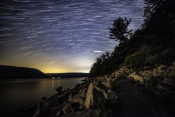 Free Photo of night, sky, star trails