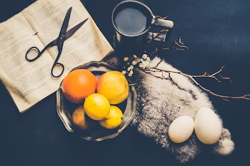 Free Photo of orange, lemon, book
