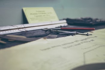 Free Photo of pen, ruler, compass