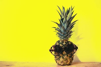 Free Photo of pineapple, sunglasses, yellow
