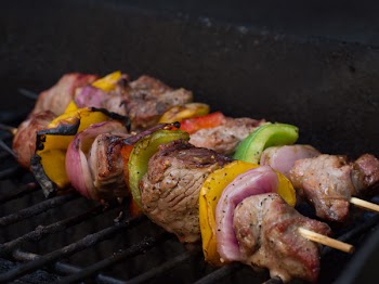 Free Photo of skewer, meat, vegetables