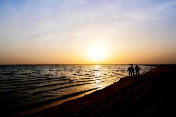 Free Photo of sunset, beach, friends