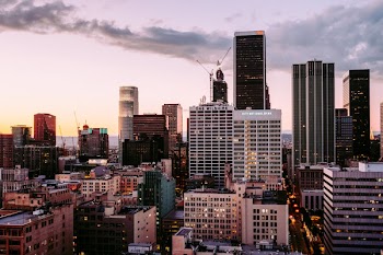 Free Photo of sunset, lights, skyline