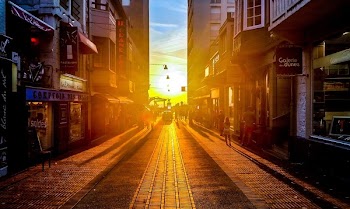 Free Photo of sunset, street, road