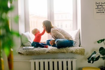 Free Photo of toddler, mum, window