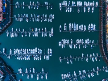 Free Photo of top view, aerial, boat