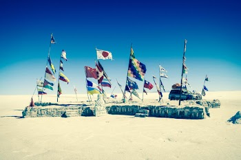 Free Photo of Uyuni Salt Flats, Bolivia, flags