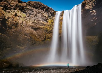 Free Photo of waterfall, hill, rocks