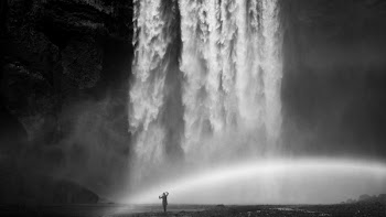 Free Photo of waterfalls, nature, black and white
