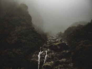 Free Photo of waterfalls, rocks, hill