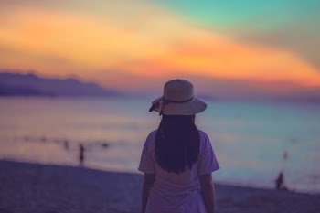 Free Photo of woman, backlit, beach