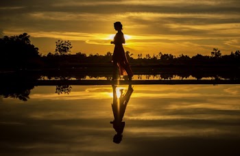 Free Photo of woman, beach, sunset
