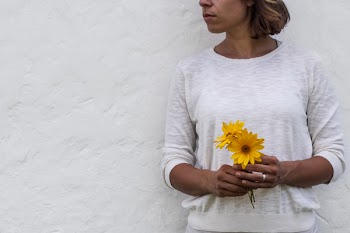 Free Photo of woman, holding, flower