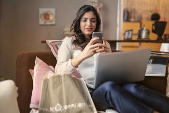 Free Photo of woman, mobile, laptop