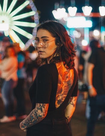 Free Photo of woman, tattoo, bokeh