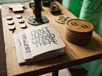 Free Photo of wood, desk, notebook