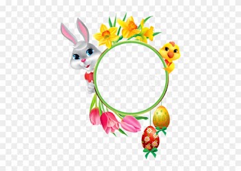 Free Png Download Easter Bunny And Chicken With Round - Flower Frame Transparent Clipart