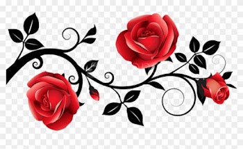 Free Png Download Red And Black Decorative Roses Clipart - Black And Red Rose Border