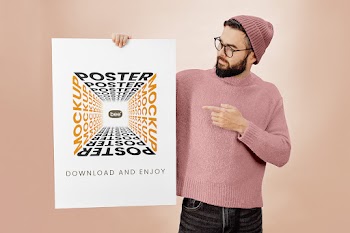 Free Poster in Hand Mockup