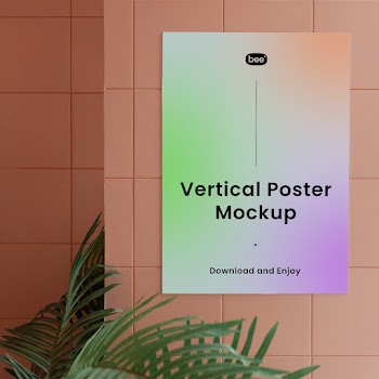 Free Poster on Ceramic Wall Mockup