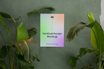 Free Poster with Plant Mockup