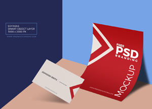 Free PSD Business Card & Paper Branding Mockup smart ooct laer s000 2000 pk edae psd eranding mockup 