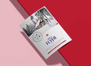 Free PSD Curved Paper A4 Flyer Mockup flyer 