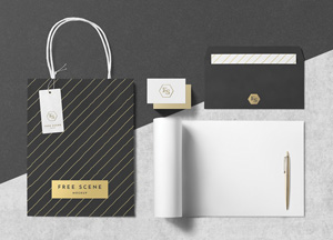 Free PSD Stationery Scene Mockup PSD Template free scene 